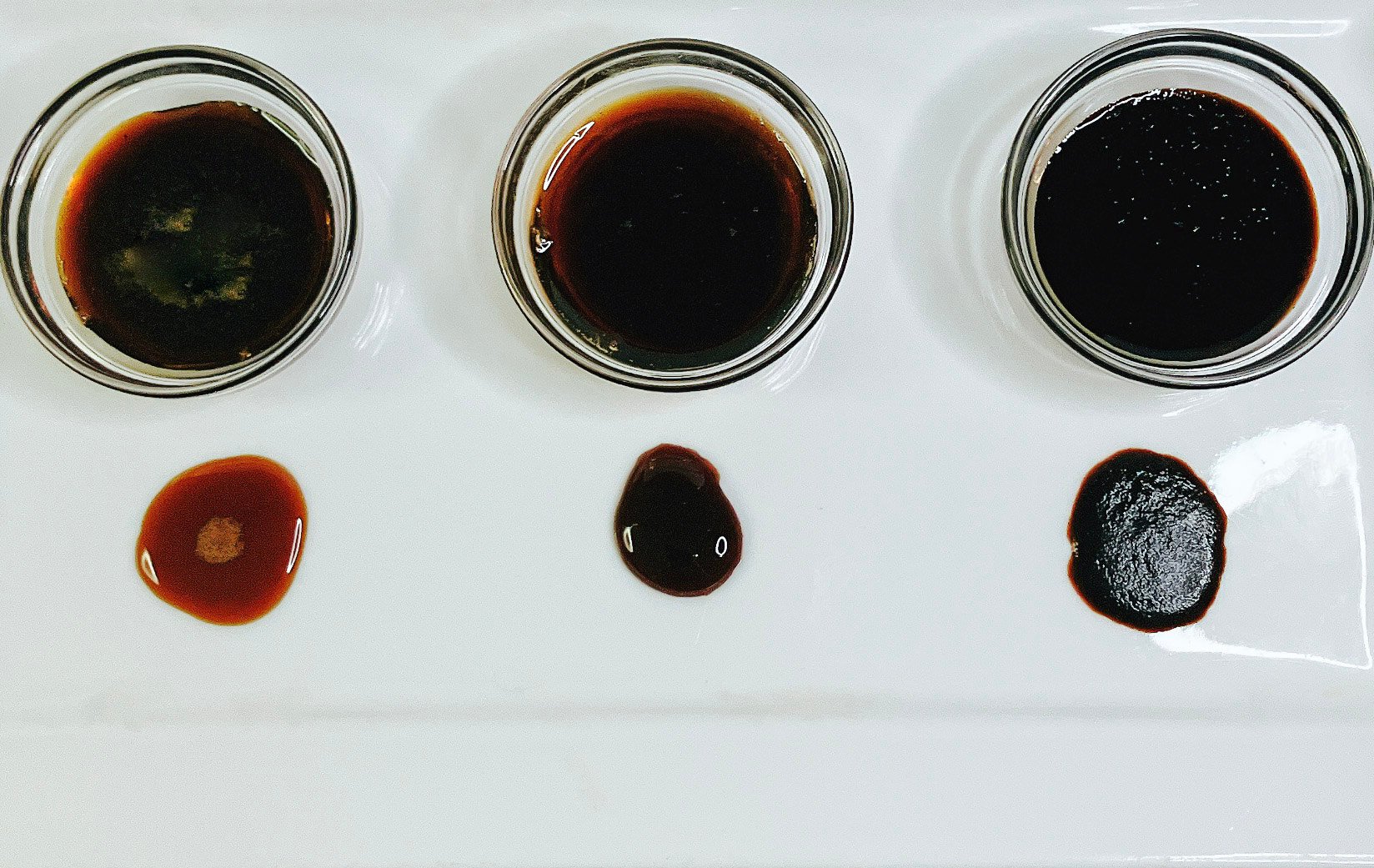 Soy-free and keto teriyaki sauces side-by-side with glaze results