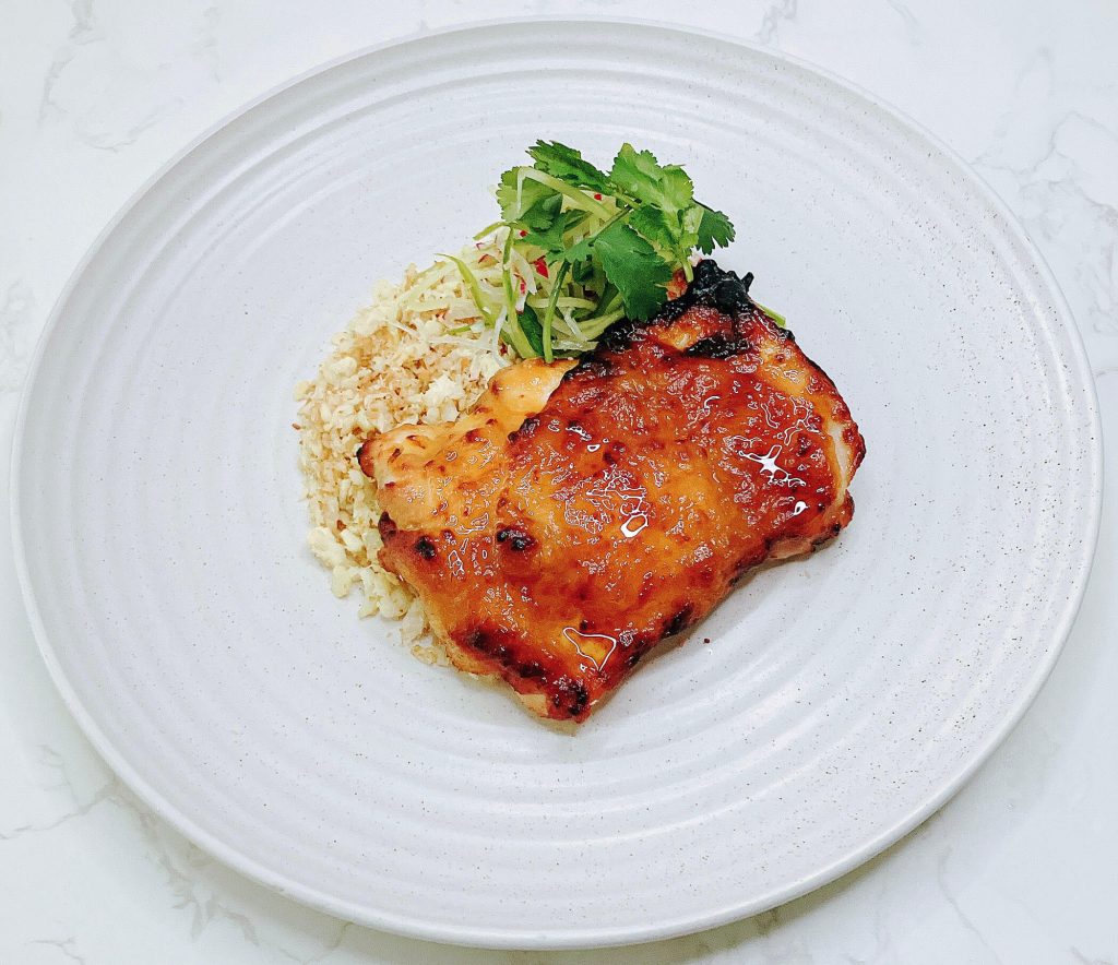 miso chicken with coconut cauliflower rice