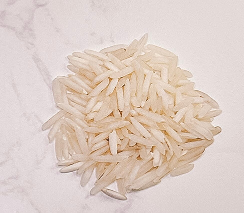 Raw basmati rice grains before cooking