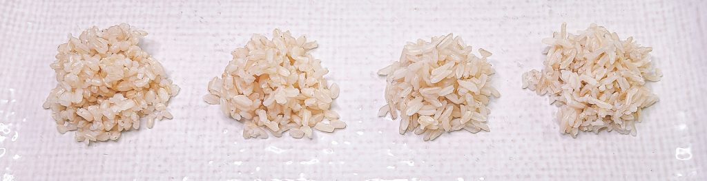 Brown rice cooked using microwave method compared across different rice types