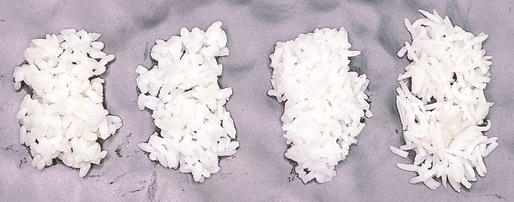 Comparison of rice cooked using the microwave method with different rice types