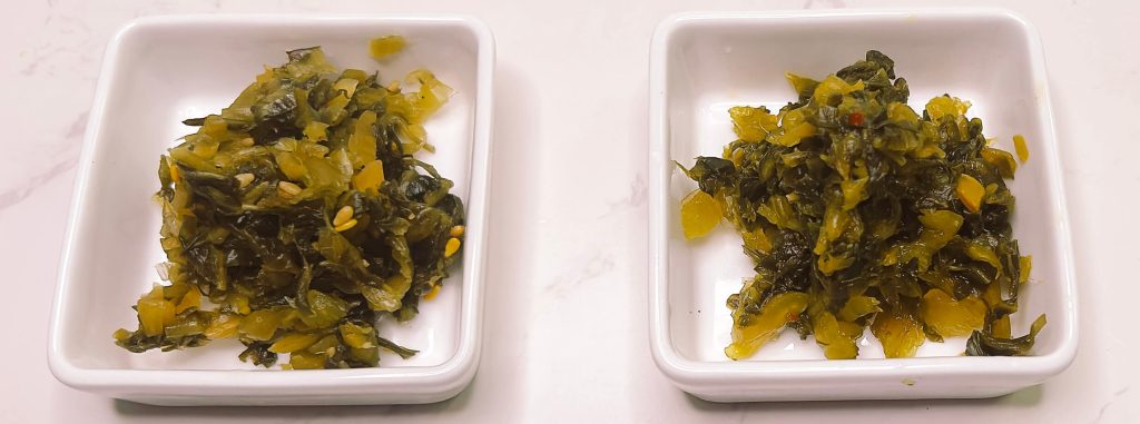 Takana pickled mustard greens comparison spicy vs non spicy